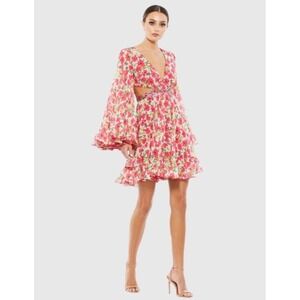 NWT Mac Duggal 9158 Floral Cut Out Bell
Sleeve Mini Dress Size 2 $498